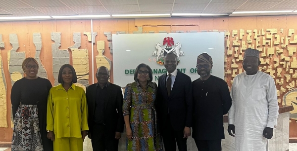 The Director-General, Patience Oniha, with the BusinessDay delegation, led by its Chief Executive Officer, Frank Aigbogun, at the DMO Headquarters in Abuja on May 9, 2024