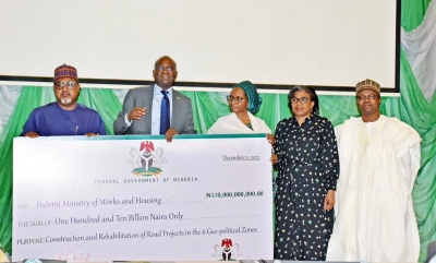 The 2022 Sukuk Cheque Presentation Ceremony at the Main Auditorium, Ministry of Finance, Abuja on February 6, 2023. Receiving Ministries are the Federal Ministry of Works and Housing and the Federal Capital Territory Administration.