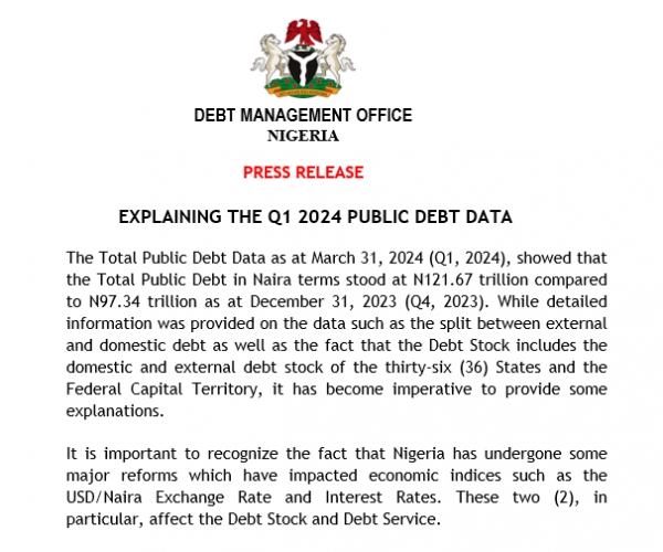 Press Release: Explaining the Q1 2024 Public Debt Data